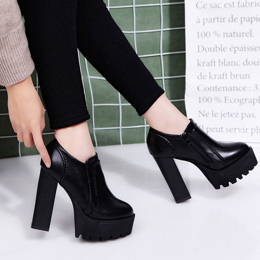Women's Platform Waterproof Round Toe Super High Heels - Snapitonline