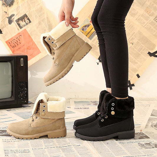 Low heel warm short boots - Snapitonline