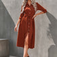 Womens temperament slim fit single breasted shirt dress