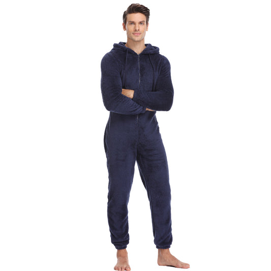 Men's autumn and winter warmth one-piece pajamas - Snapitonline