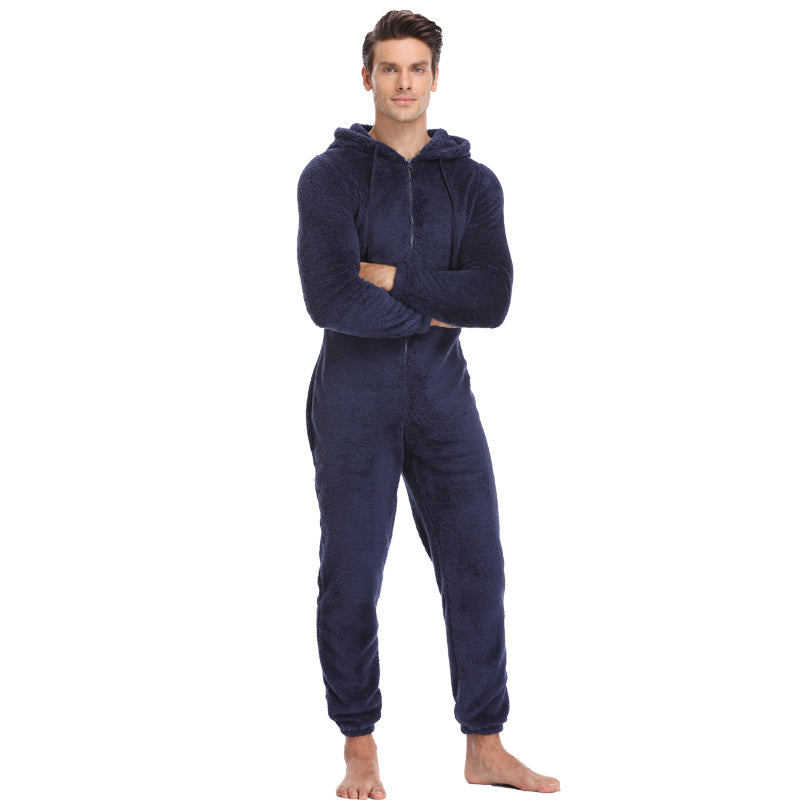 Men's autumn and winter warmth one-piece pajamas - Snapitonline