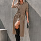 Womens temperament slim fit single breasted shirt dress