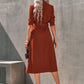 Womens temperament slim fit single breasted shirt dress