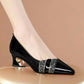 Low-heel Burgundy Pumps Mid-heel Large Size Women's Shoes - Snapitonline