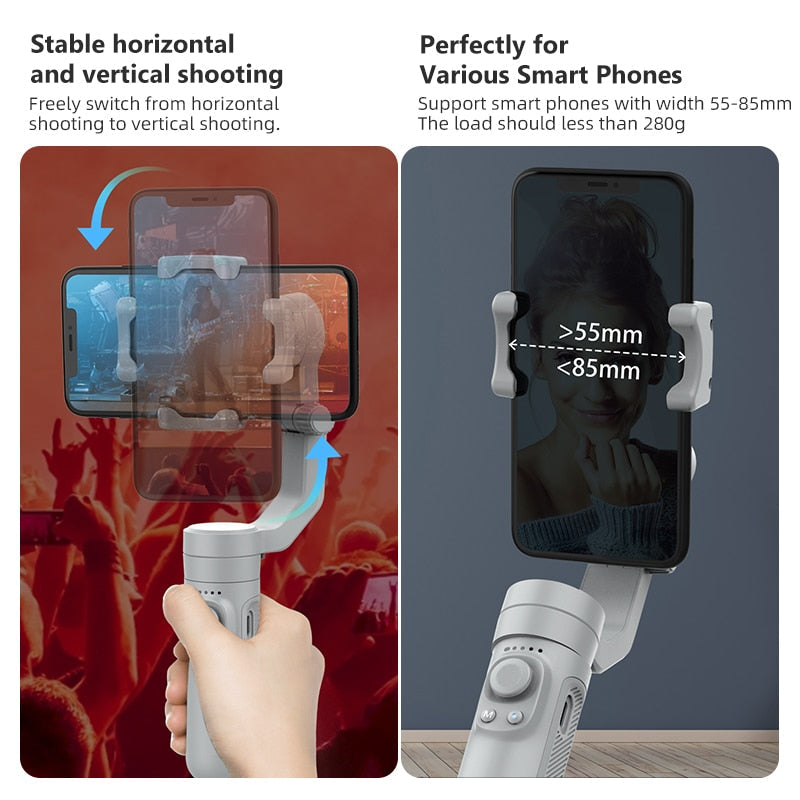 AXNEN HQ3 3-Axis Foldable Smartphone Handheld Gimbal Cellphone Video Record Vlog Stabilizer for iPhone 13 Xiaomi Huawei Samsung Snapitonline