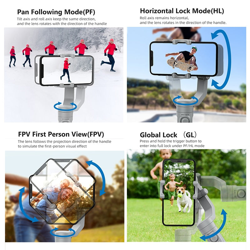 AXNEN HQ3 3-Axis Foldable Smartphone Handheld Gimbal Cellphone Video Record Vlog Stabilizer for iPhone 13 Xiaomi Huawei Samsung Snapitonline