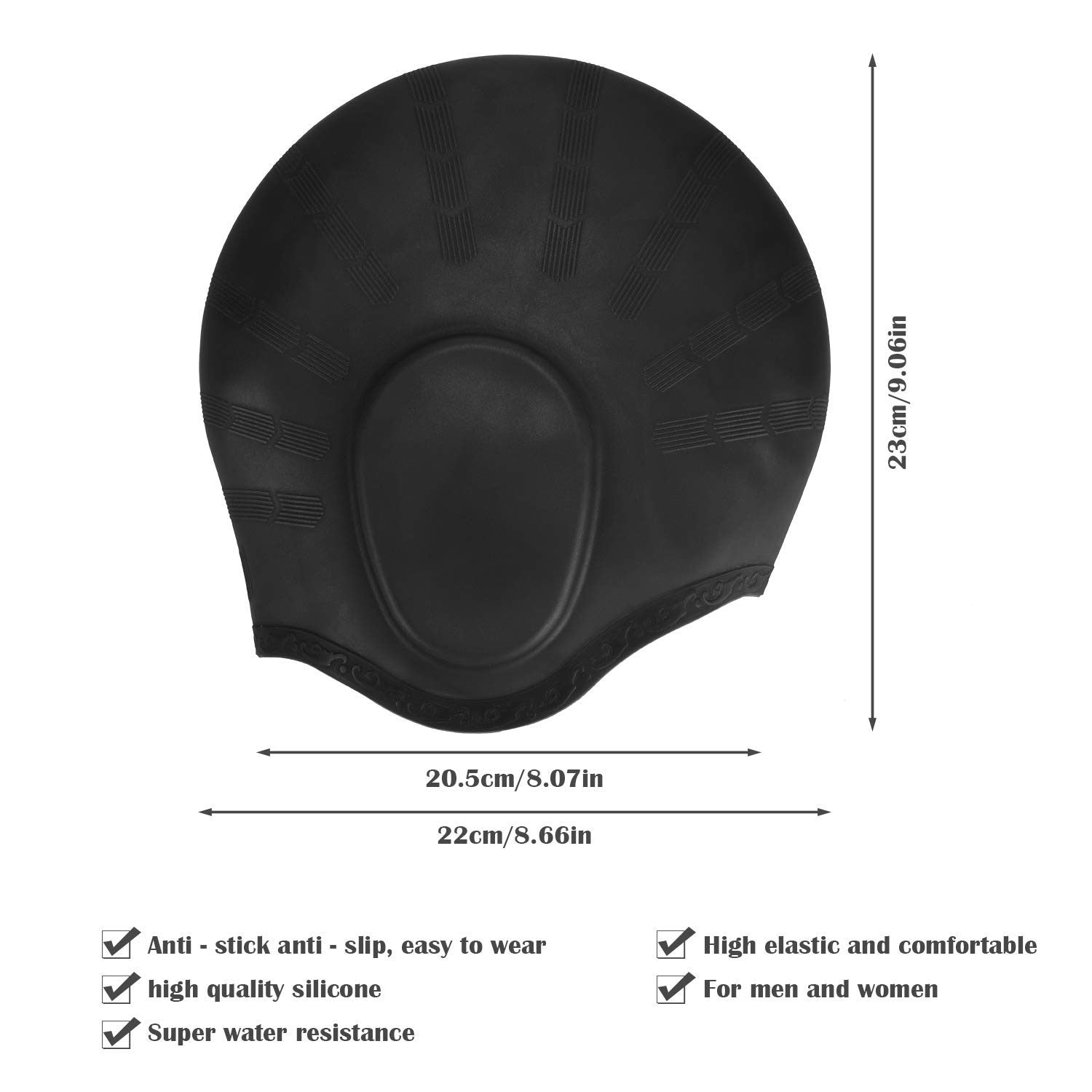 Adults High Elastic Swimming Caps Men Women Waterproof Swimming Pool Cap Protect Ears Long Hair Large Silicone Diving Hat Snapitonline