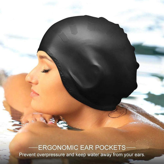 Adults High Elastic Swimming Caps Men Women Waterproof Swimming Pool Cap Protect Ears Long Hair Large Silicone Diving Hat Snapitonline