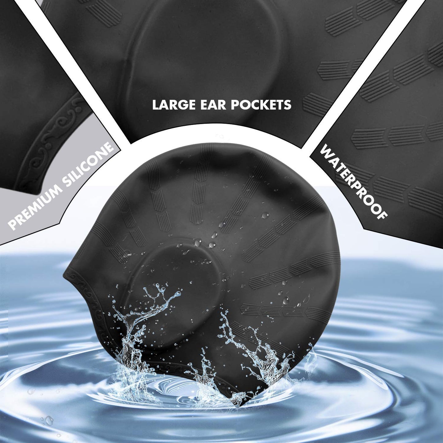 Adults High Elastic Swimming Caps Men Women Waterproof Swimming Pool Cap Protect Ears Long Hair Large Silicone Diving Hat Snapitonline