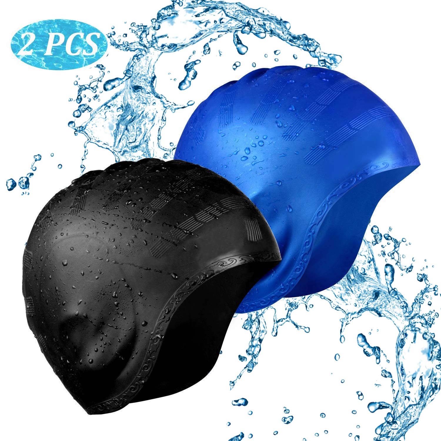 Adults High Elastic Swimming Caps Men Women Waterproof Swimming Pool Cap Protect Ears Long Hair Large Silicone Diving Hat Snapitonline