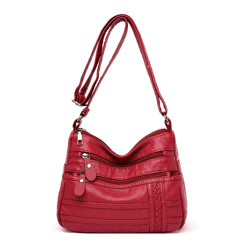 Annmouler Fashion Women Bag Pu Soft Leather Shoulder Bag Multi-layer Crossbody Bag Quality Small Bag Brand Red Handbag Purse Snapitonline