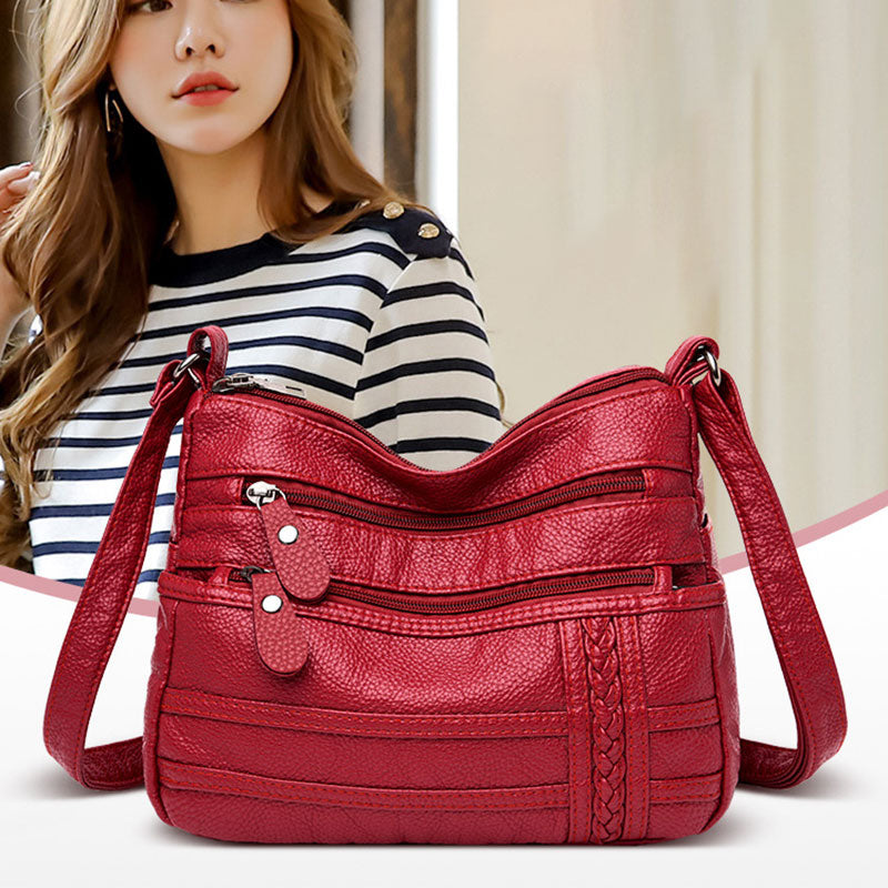 Annmouler Fashion Women Bag Pu Soft Leather Shoulder Bag Multi-layer Crossbody Bag Quality Small Bag Brand Red Handbag Purse Snapitonline