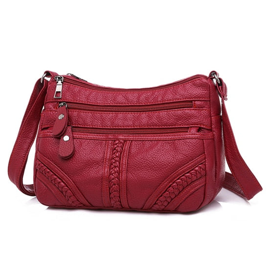 Annmouler Fashion Women Bag Pu Soft Leather Shoulder Bag Multi-layer Crossbody Bag Quality Small Bag Brand Red Handbag Purses Snapitonline
