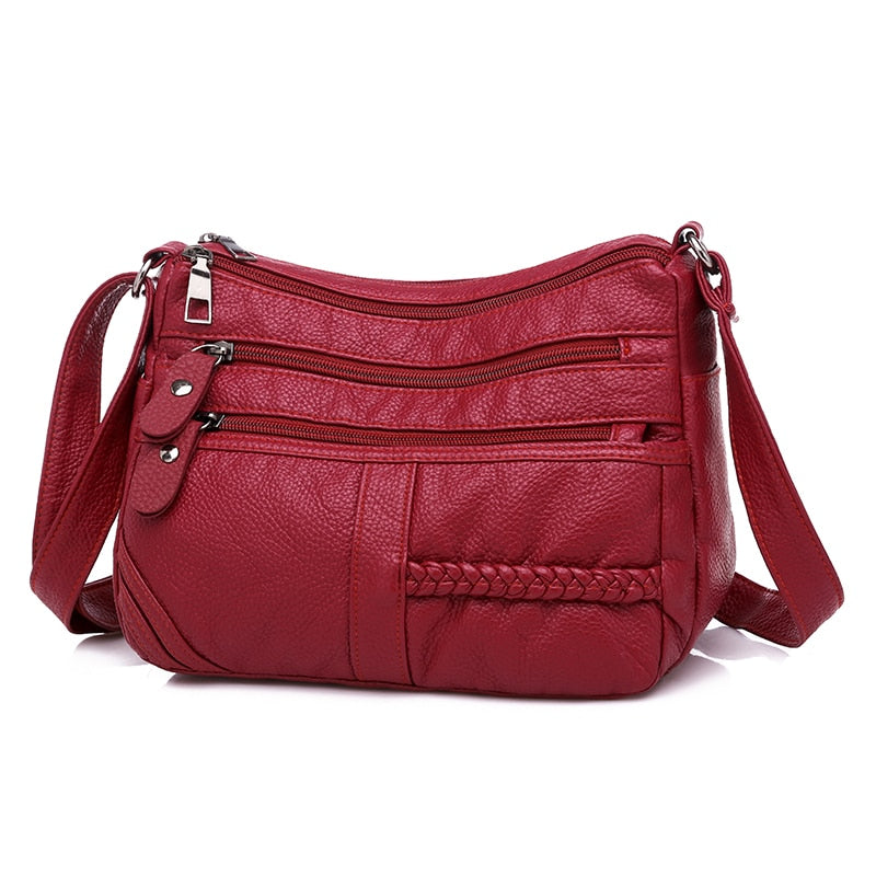 Annmouler Fashion Women Bag Pu Soft Leather Shoulder Bag Multi-layer Crossbody Bag Quality Small Bag Brand Red Handbag Purses Snapitonline
