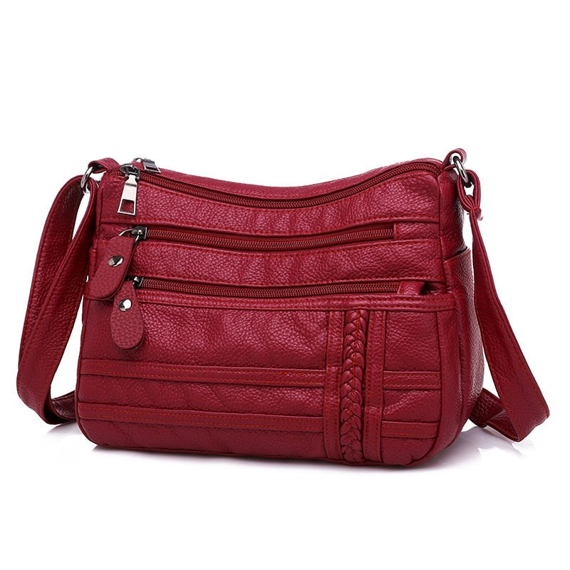 Annmouler Fashion Women Bag Pu Soft Leather Shoulder Bag Multi-layer Crossbody Bag Quality Small Bag Brand Red Handbag Purses Snapitonline