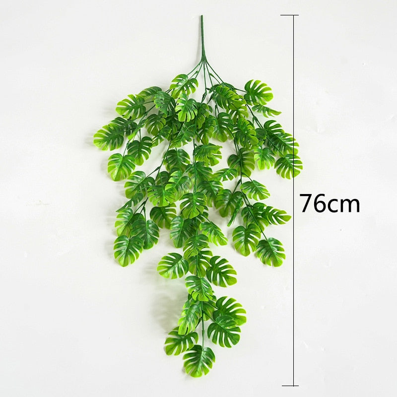 Artificial Plant Vines Wall Hanging Rattan Leaves Branches Outdoor Garden Home Decoration Plastic Fake Silk Leaf Green Plant Ivy Snapitonline