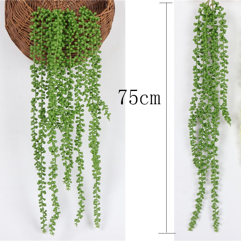 Artificial Plant Vines Wall Hanging Rattan Leaves Branches Outdoor Garden Home Decoration Plastic Fake Silk Leaf Green Plant Ivy Snapitonline