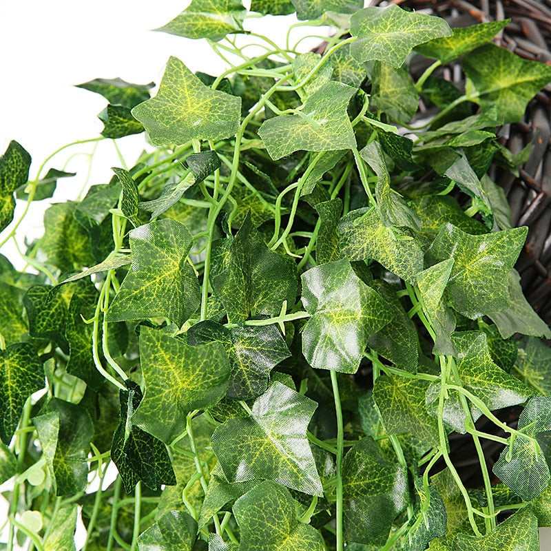 Artificial Plant Vines Wall Hanging Rattan Leaves Branches Outdoor Garden Home Decoration Plastic Fake Silk Leaf Green Plant Ivy Snapitonline