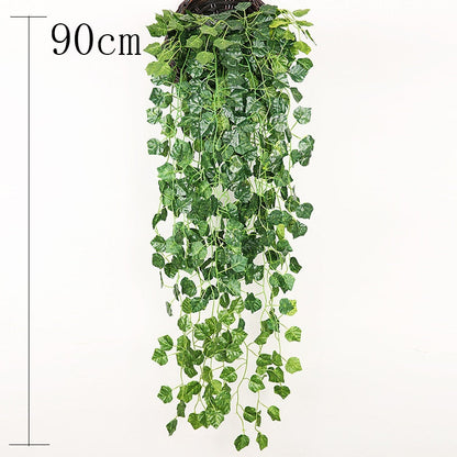 Artificial Plant Vines Wall Hanging Rattan Leaves Branches Outdoor Garden Home Decoration Plastic Fake Silk Leaf Green Plant Ivy Snapitonline