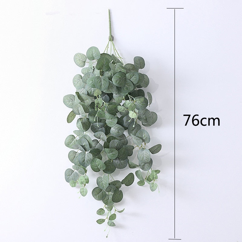 Artificial Plant Vines Wall Hanging Rattan Leaves Branches Outdoor Garden Home Decoration Plastic Fake Silk Leaf Green Plant Ivy Snapitonline