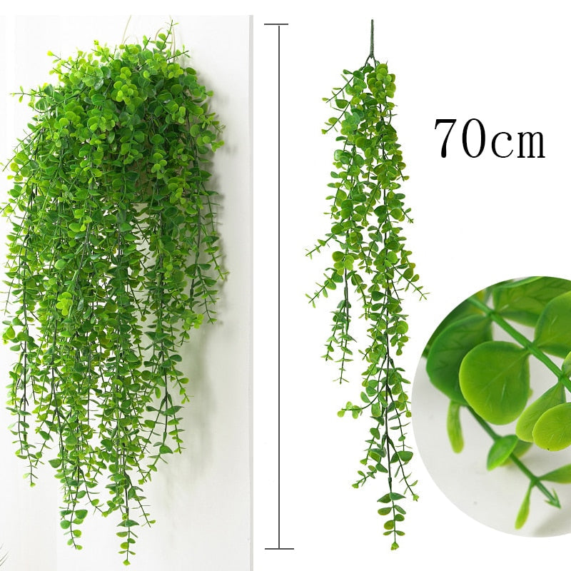 Artificial Plant Vines Wall Hanging Rattan Leaves Branches Outdoor Garden Home Decoration Plastic Fake Silk Leaf Green Plant Ivy Snapitonline