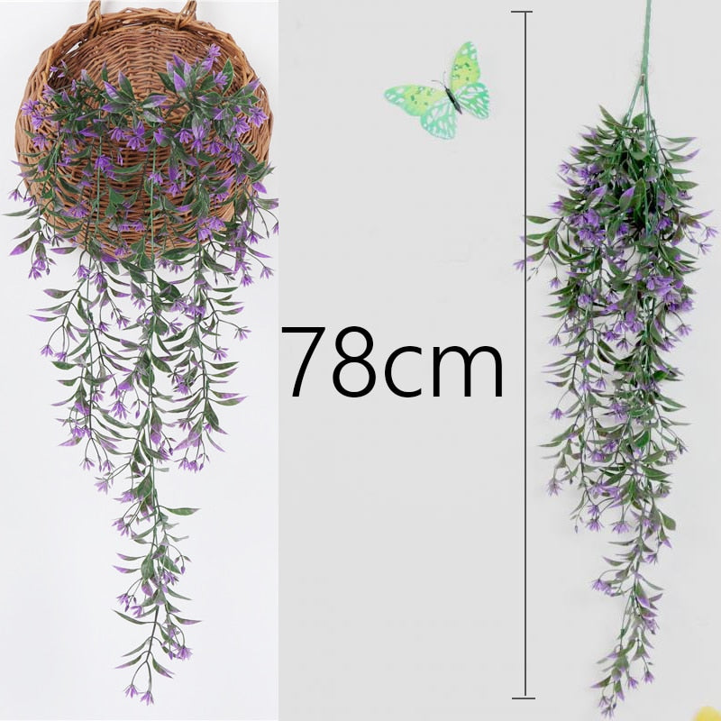 Artificial Plant Vines Wall Hanging Rattan Leaves Branches Outdoor Garden Home Decoration Plastic Fake Silk Leaf Green Plant Ivy Snapitonline