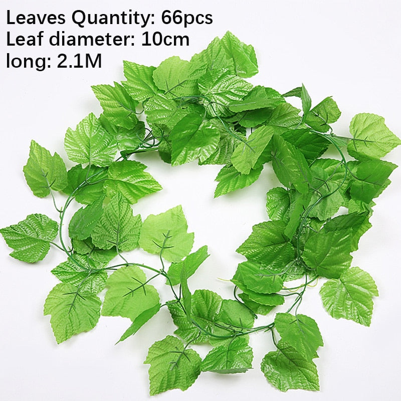 Artificial Plant Vines Wall Hanging Rattan Leaves Branches Outdoor Garden Home Decoration Plastic Fake Silk Leaf Green Plant Ivy Snapitonline
