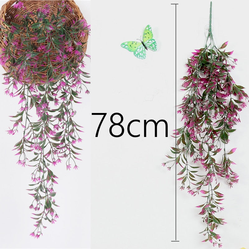 Artificial Plant Vines Wall Hanging Rattan Leaves Branches Outdoor Garden Home Decoration Plastic Fake Silk Leaf Green Plant Ivy Snapitonline