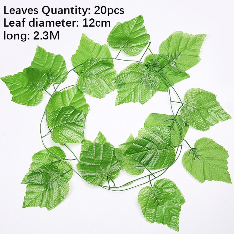 Artificial Plant Vines Wall Hanging Rattan Leaves Branches Outdoor Garden Home Decoration Plastic Fake Silk Leaf Green Plant Ivy Snapitonline