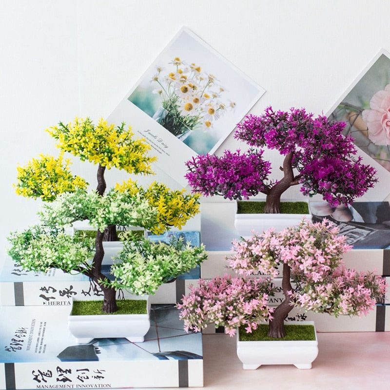 Artificial Plants Bonsai Small Tree Pot Fake Plant Flowers Potted Ornaments For Home Room Table Decoration Hotel Garden Decor Snapitonline