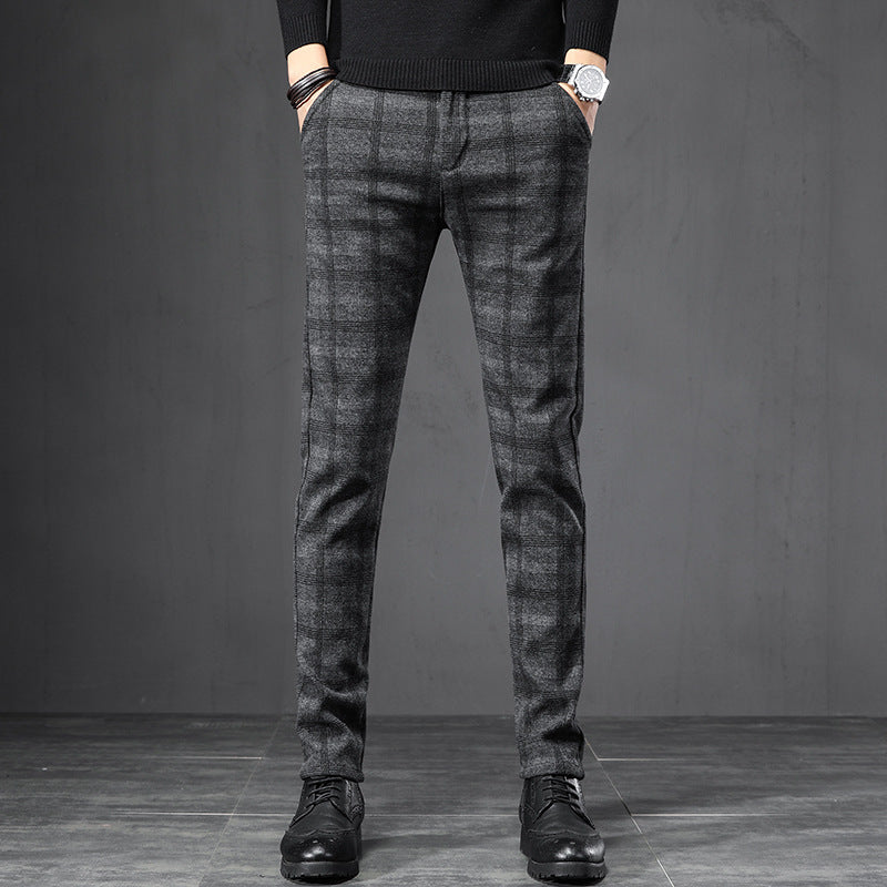 Autumn Plaid Pants Slim Straight Loose Men's Casual Pants Trousers Small Feet Snapitonline