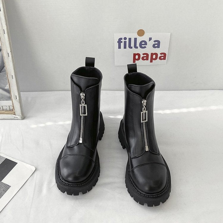 Autumn new thick-soled leather chimney boots Snapitonline