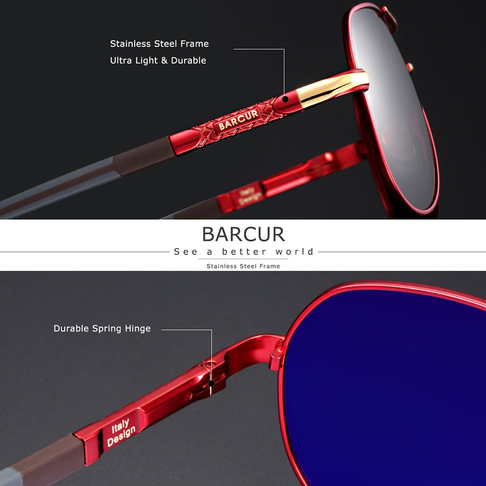 BARCUR Aluminum Vintage Men Sunglasses Men Polarized Coating Classic Sun Glasses Women Shade Male Driving Accessories Eyewear Snapitonline
