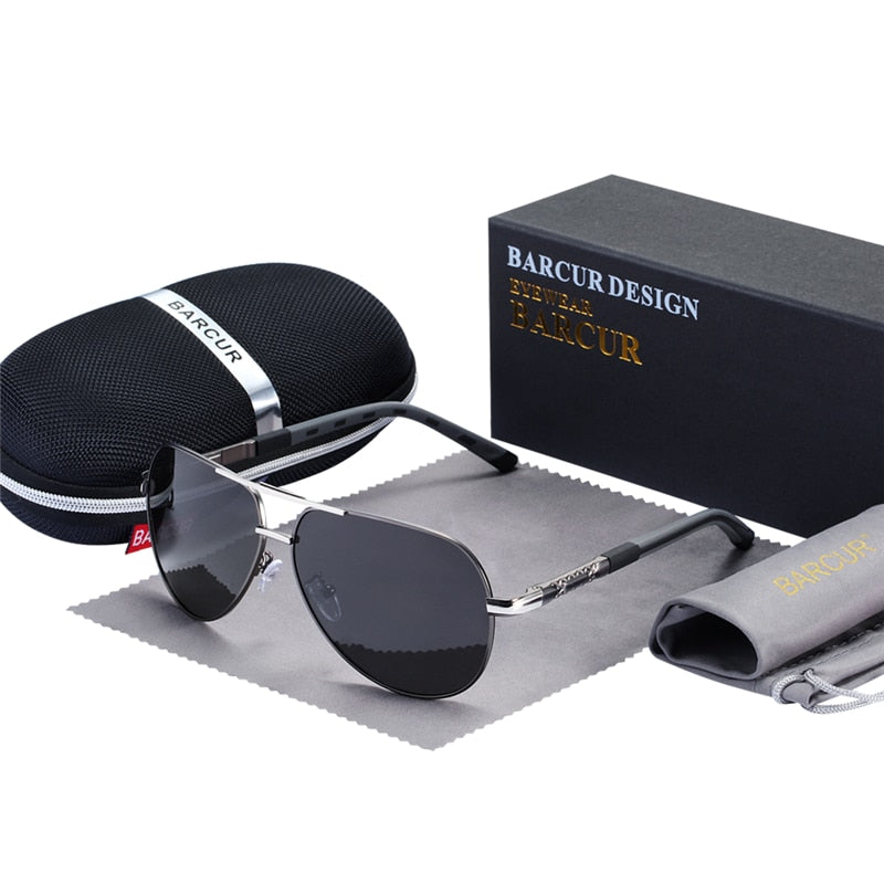BARCUR Aluminum Vintage Men Sunglasses Men Polarized Coating Classic Sun Glasses Women Shade Male Driving Accessories Eyewear Snapitonline