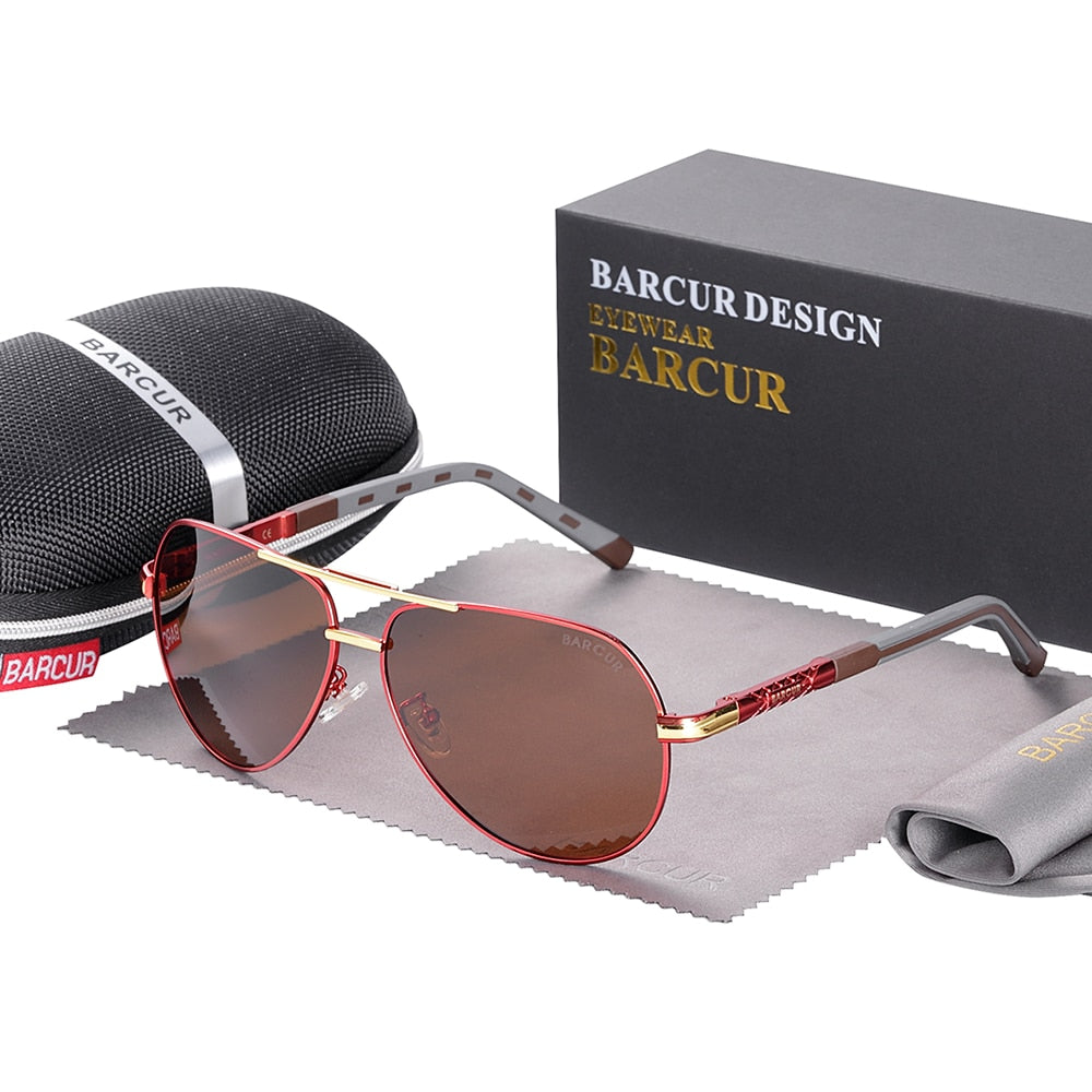 BARCUR Aluminum Vintage Men Sunglasses Men Polarized Coating Classic Sun Glasses Women Shade Male Driving Accessories Eyewear Snapitonline
