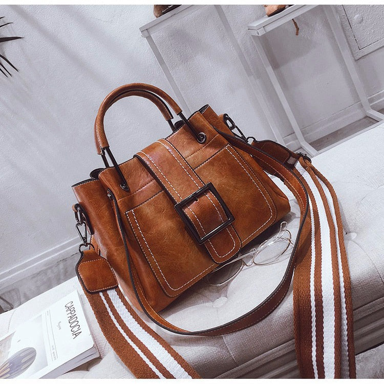 Bags For Women 2021 New Fashion Leather Handbags Crossbody Flaps Female Vintage Bucket Shoulder Purse Ladies Pouch Sac A Femme Snapitonline