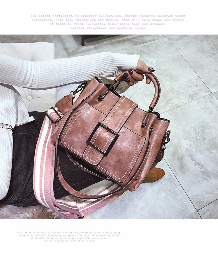 Bags For Women 2021 New Fashion Leather Handbags Crossbody Flaps Female Vintage Bucket Shoulder Purse Ladies Pouch Sac A Femme Snapitonline