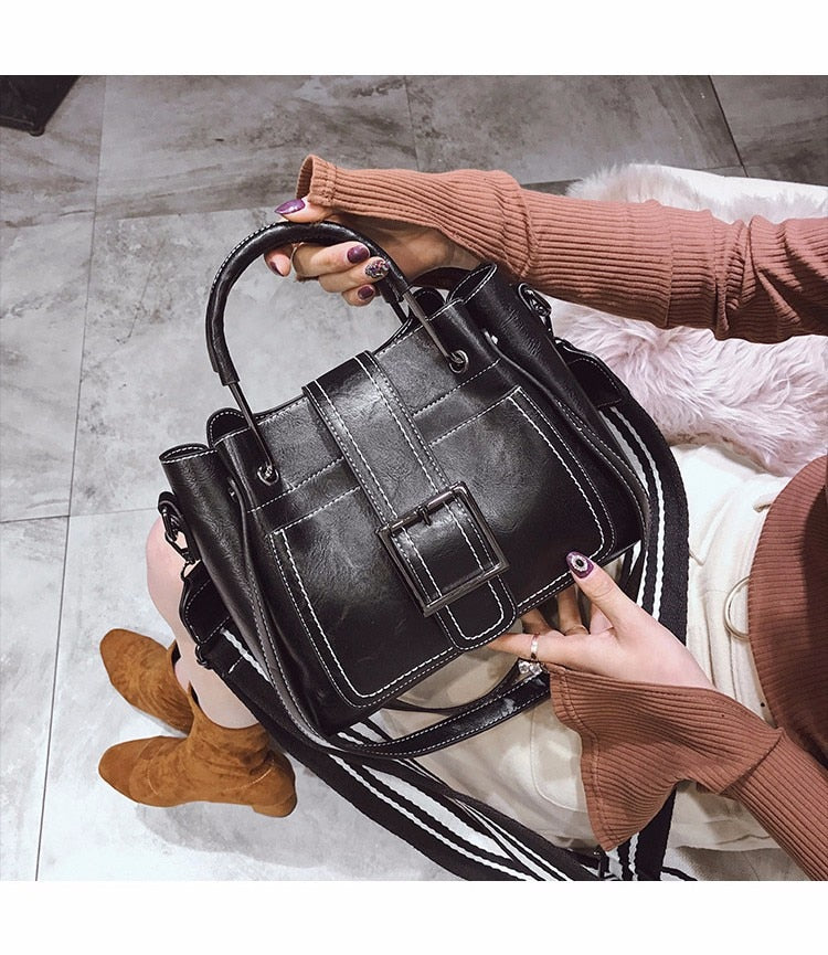 Bags For Women 2021 New Fashion Leather Handbags Crossbody Flaps Female Vintage Bucket Shoulder Purse Ladies Pouch Sac A Femme Snapitonline