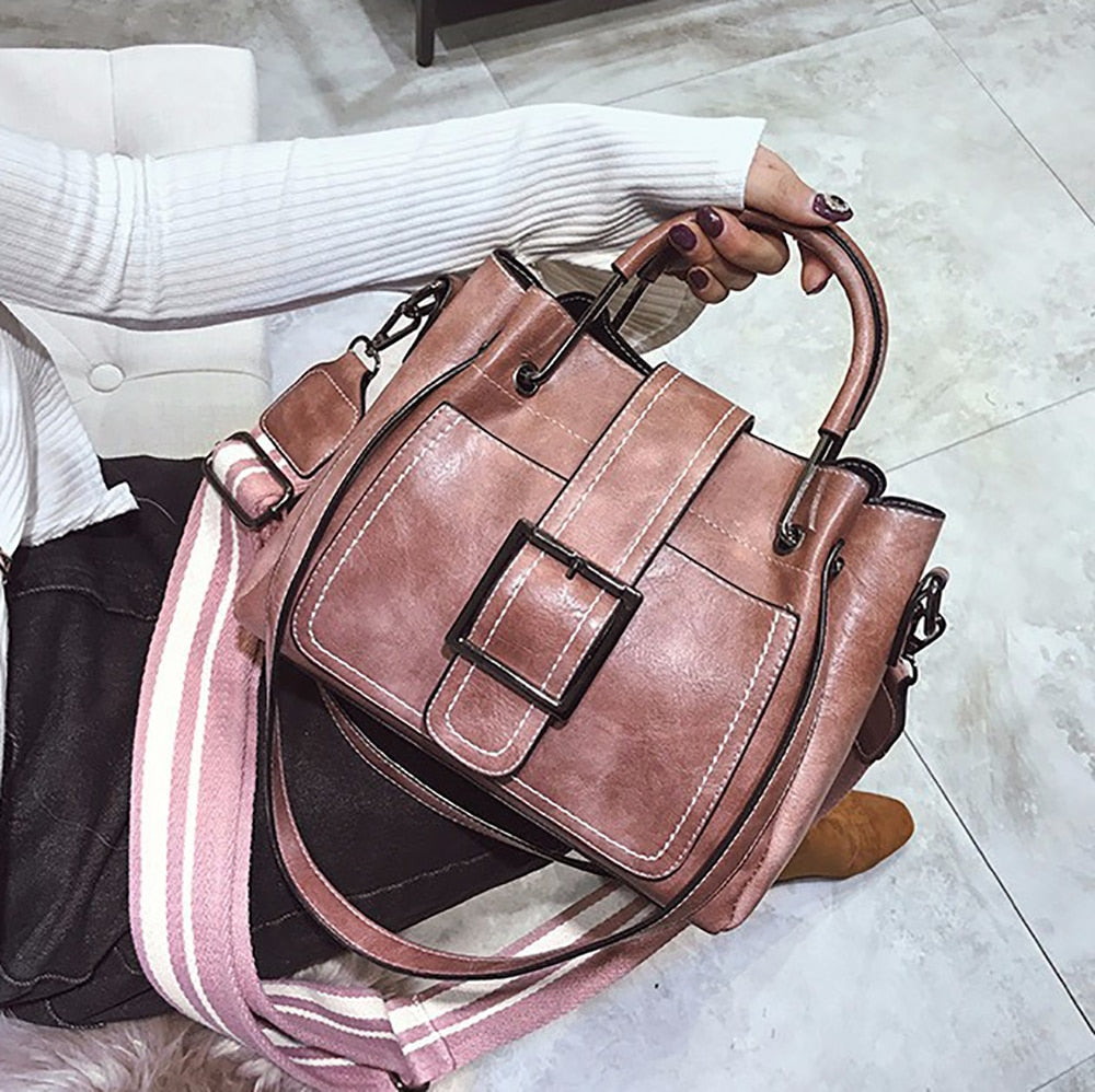 Bags For Women 2021 New Fashion Leather Handbags Crossbody Flaps Female Vintage Bucket Shoulder Purse Ladies Pouch Sac A Femme Snapitonline