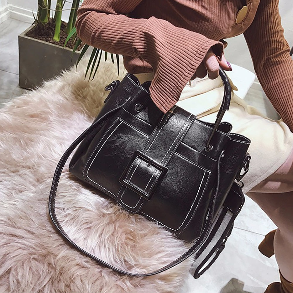 Bags For Women 2021 New Fashion Leather Handbags Crossbody Flaps Female Vintage Bucket Shoulder Purse Ladies Pouch Sac A Femme Snapitonline