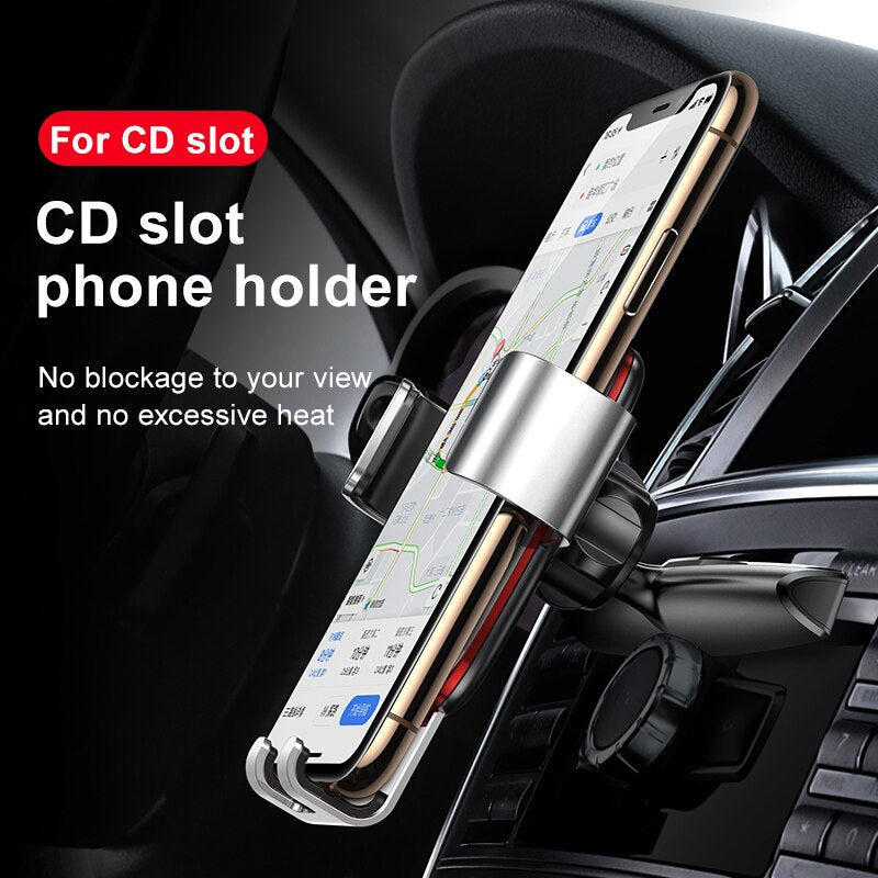 Baseus Gravity Car Phone Holder Mobile Phone Clip Holder Stand Bracket CD Slot/Airvent Mount Holder for iPhone Samsung Snapitonline