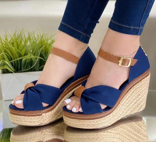 Belt Buckle Wedge Toothy Sandals Women's Shoes Snapitonline
