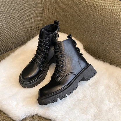 Black Martin boots women's tide autumn and winter new British style all-match thick bottom Snapitonline