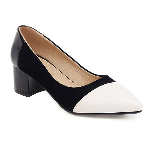 Block heel mid-heel pointed pumps Snapitonline