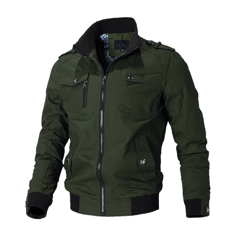 Bomber Jacket Men Fashion Casual Windbreaker Jacket Coat Men 2022 Spring Autumn New Hot Outwear Stand Slim Military Jacket Mens Snapitonline
