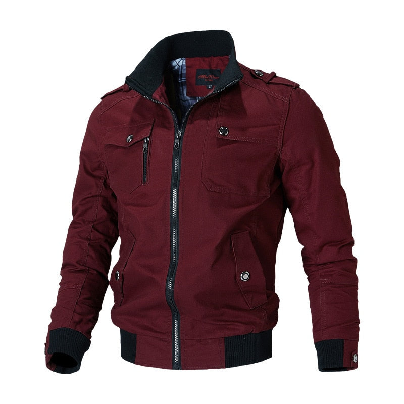 Bomber Jacket Men Fashion Casual Windbreaker Jacket Coat Men 2022 Spring Autumn New Hot Outwear Stand Slim Military Jacket Mens Snapitonline