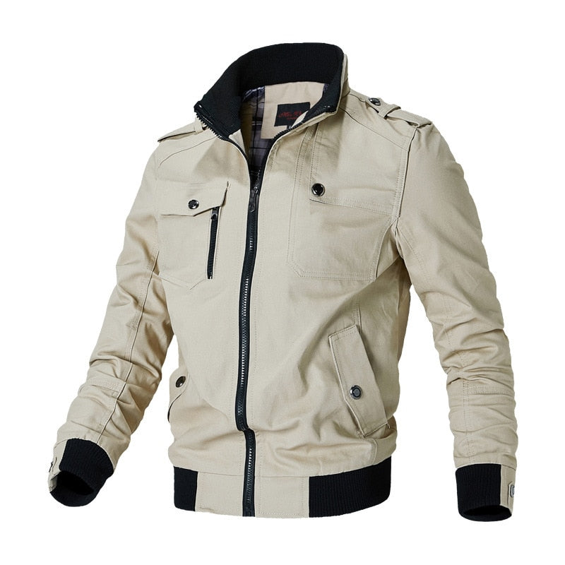 Bomber Jacket Men Fashion Casual Windbreaker Jacket Coat Men 2022 Spring Autumn New Hot Outwear Stand Slim Military Jacket Mens Snapitonline
