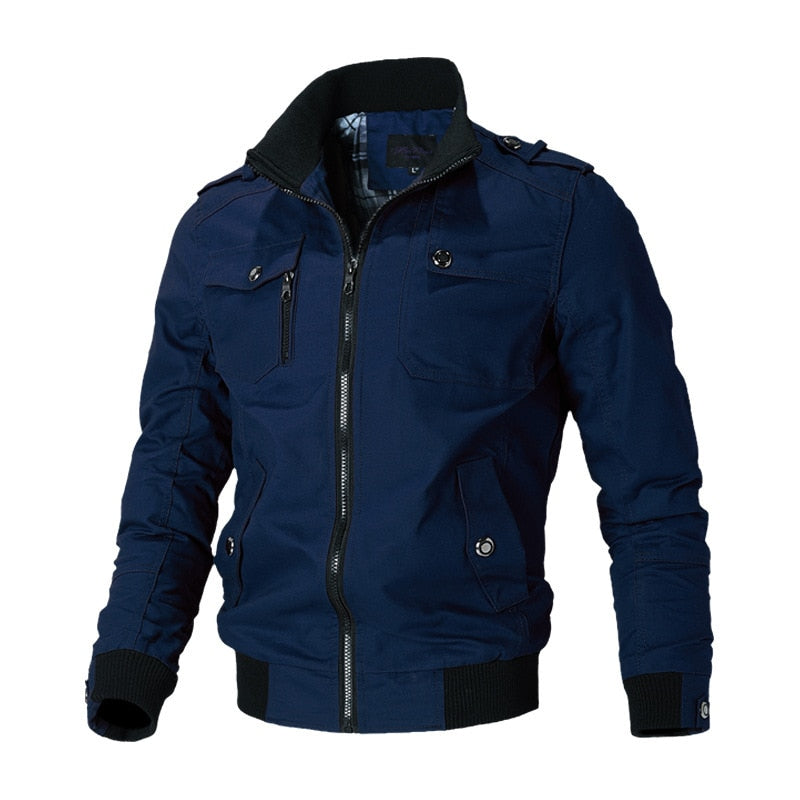 Bomber Jacket Men Fashion Casual Windbreaker Jacket Coat Men 2022 Spring Autumn New Hot Outwear Stand Slim Military Jacket Mens Snapitonline