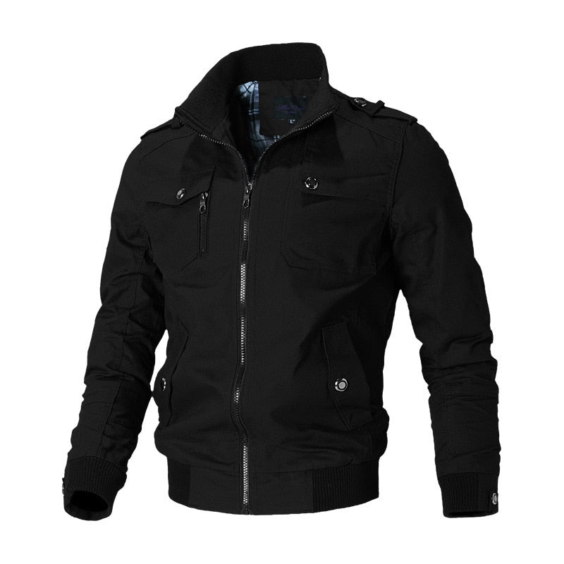 Bomber Jacket Men Fashion Casual Windbreaker Jacket Coat Men 2022 Spring Autumn New Hot Outwear Stand Slim Military Jacket Mens Snapitonline