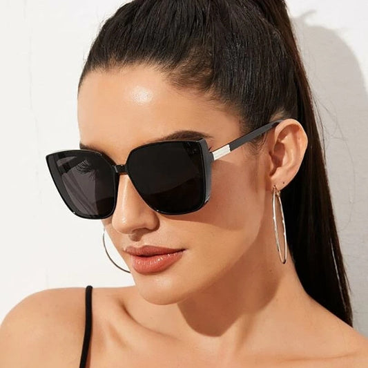 Brand Designer Cat Eye Sunglasses Woman Vintage Black Mirror Sun Glasses For Fashion Big Frame Cool Sexy Female Oculos Snapitonline